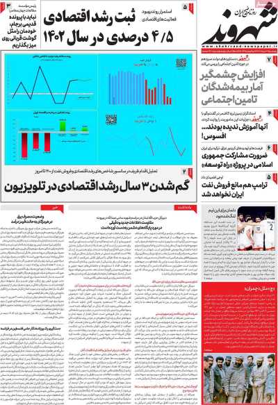 روزنامه شهروند - پنجشنبه, ۳۱ خرداد ۱۴۰۳